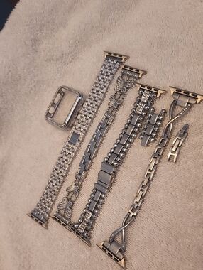 Silver Rhinestone Apple Watch Band Set